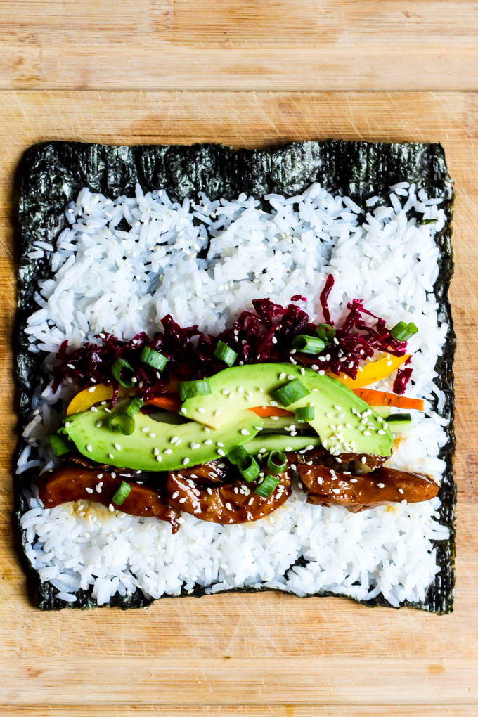 You may never go back to traditional sushi after one bite of this Vegan Teriyaki Sushi Burrito! It's perfect for taking on-the-go. Satisfying & delicious!