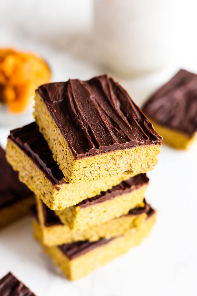 a stack of pumpkin bars stacked on top of each other