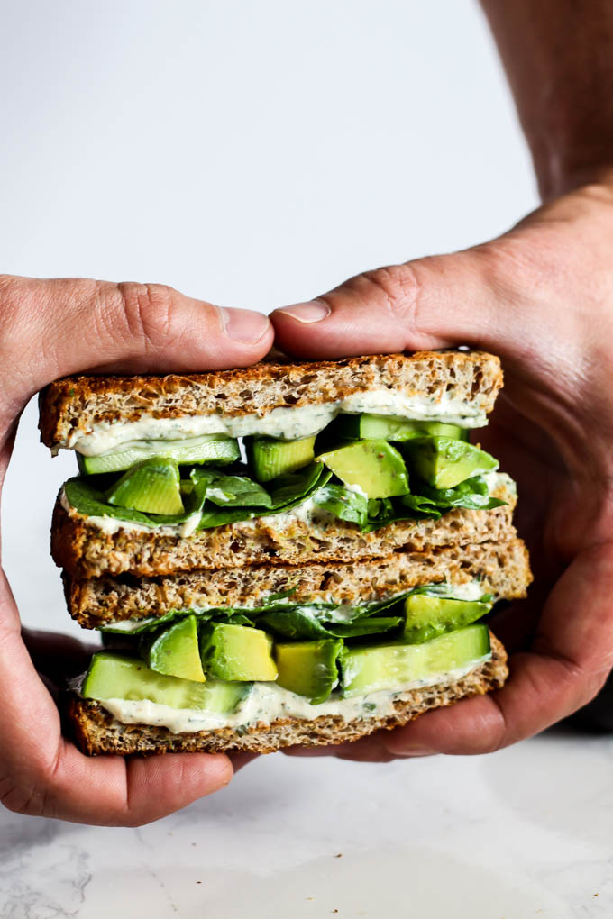 Creamy, hearty, savory...this Cool Cucumber Avocado Sandwich with Tofu Cream Cheese has it all! It's an easy, tasty lunch to pack for kids or adults. Vegan!