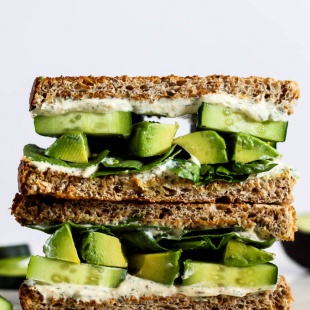 Creamy, hearty, savory...this Cool Cucumber Avocado Sandwich with Tofu Cream Cheese has it all! It's an easy, tasty lunch to pack for kids or adults. Vegan!