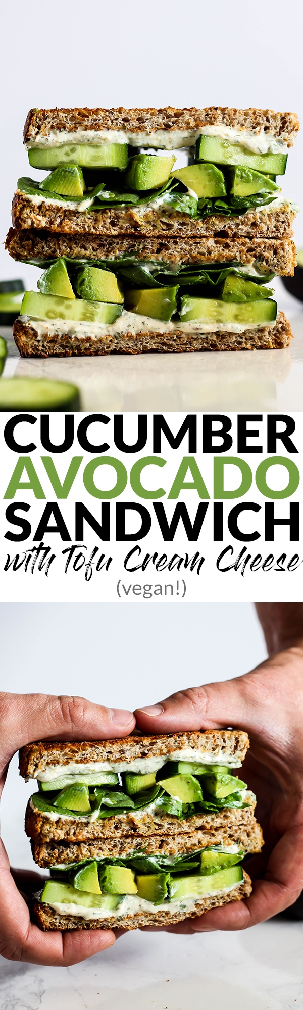 Creamy, hearty, savory...this Cool Cucumber Avocado Sandwich with Tofu Cream Cheese has it all! It's an easy, tasty lunch to pack for kids or adults. Vegan!