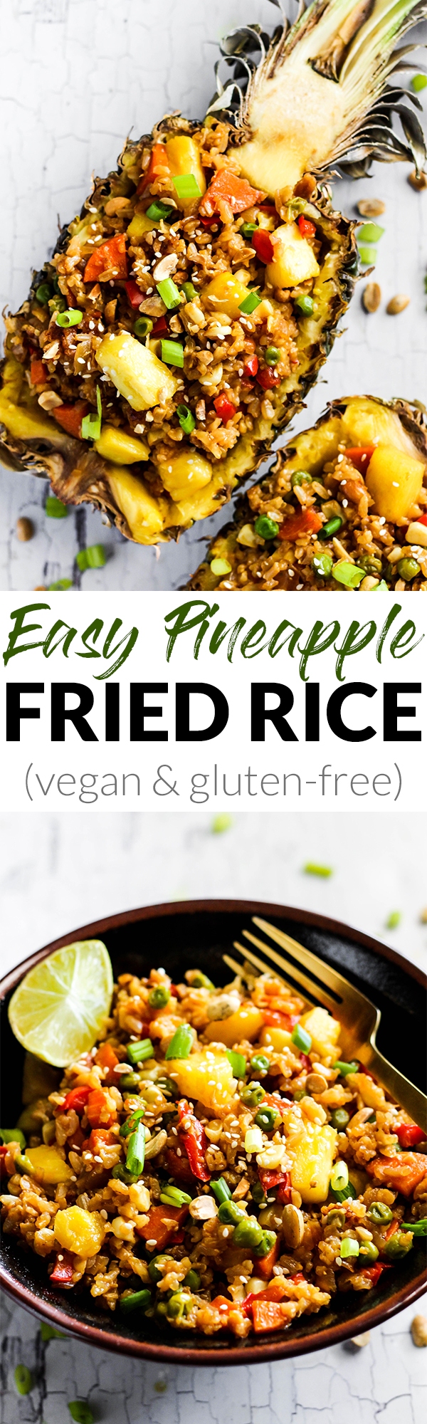 This Easy Pineapple Fried Rice is a fruity, wholesome version of your favorite take-out dish! It's a great weeknight meal that's vegan & gluten-free.
