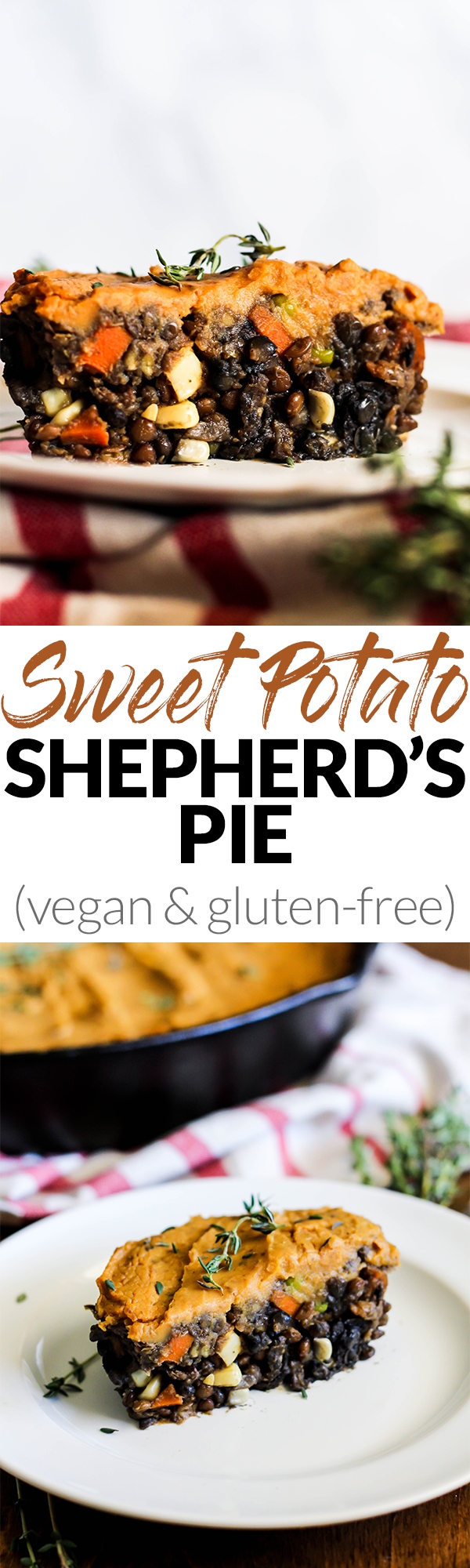 Say hello to your new favorite comfort food recipe: Vegan Sweet Potato Shepherd's Pie! Filled with lentils, vegetables & sweet potatoes for a hearty dinner. (gluten-free)