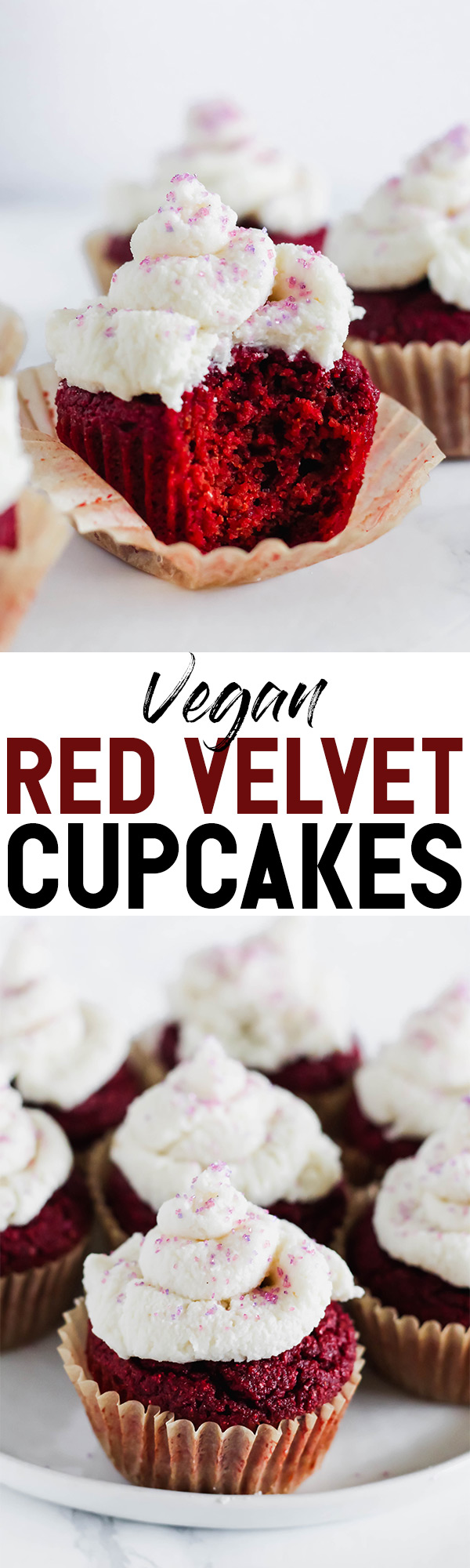 These fluffy Vegan Red Velvet Cupcakes are hiding a secret ingredients (beets!), but no one will ever know! They're perfectly sweet and made with simple ingredients. Topped off with a creamy coconut frosting!