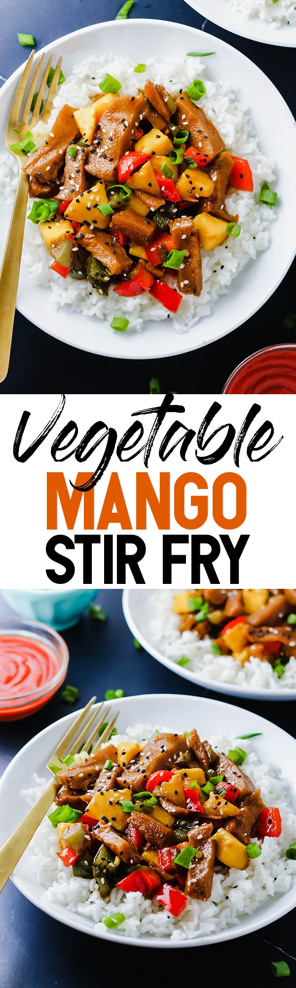 Sweet, savory, tangy... this Vegetable Mango Stir Fry does it all! Protein-rich seitan and fresh vegetables are coated in a homemade teriyaki sauce and served over rice. Move over, take-out! (vegan)