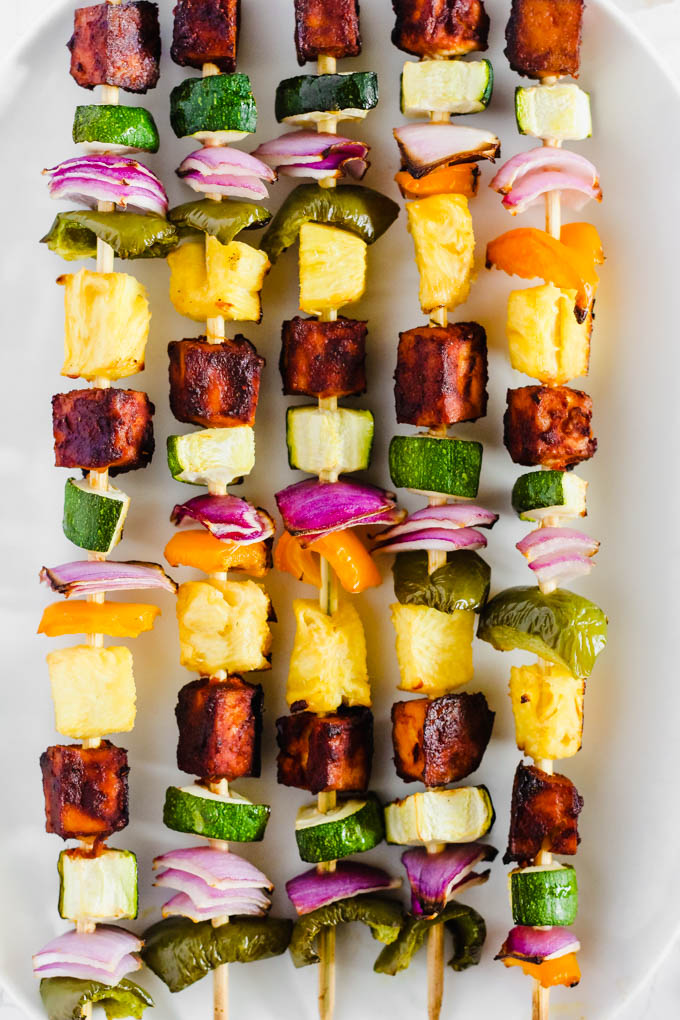 Celebrate summertime with these colorful BBQ Tofu Vegetable Kebabs! Fire up the grill or bake them in the oven using any vegetables you have in the fridge. (vegan & gluten-free)