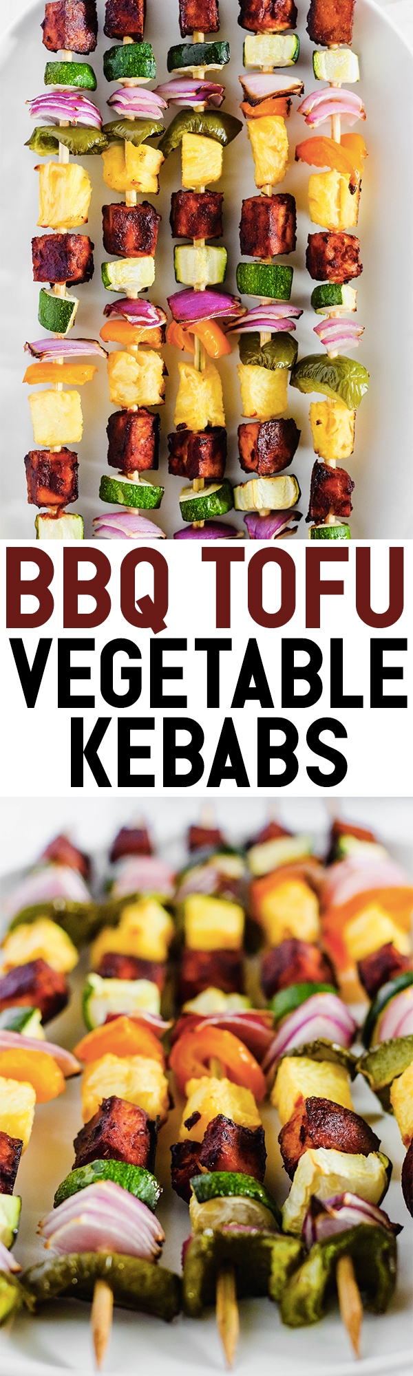 Celebrate summertime with these colorful BBQ Tofu Vegetable Kebabs! Fire up the grill or bake them in the oven using any vegetables you have in the fridge. (vegan & gluten-free)