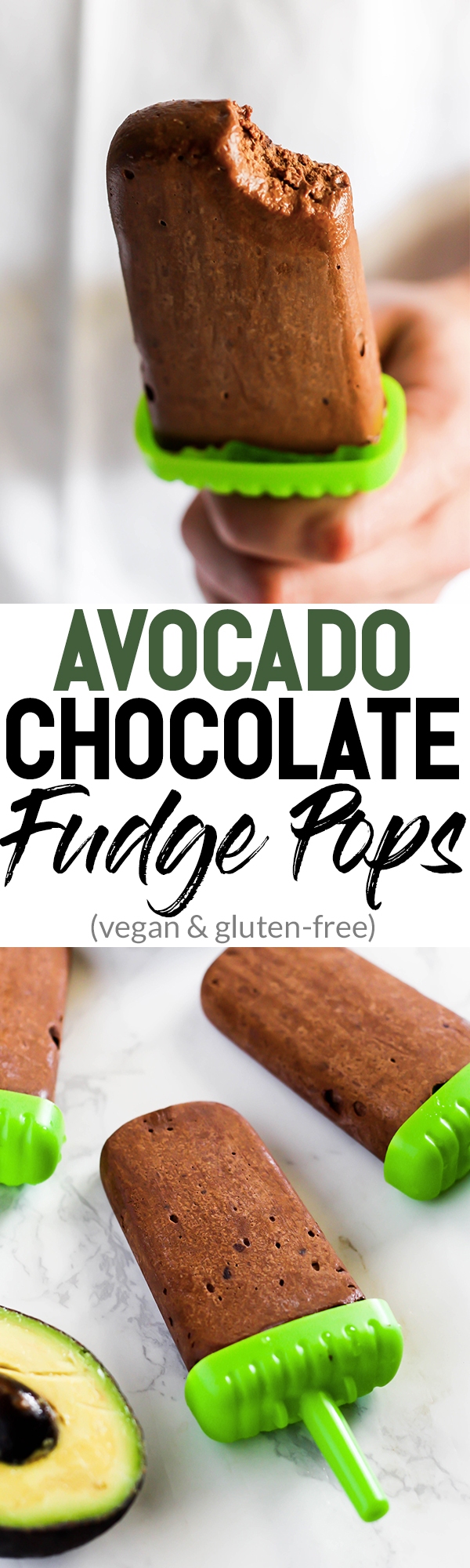 No one will guess the secret ingredient in these creamy Avocado Chocolate Fudge Pops! Full of healthy fats, these popsicles are the perfect sweet treat for the summer. (vegan & gluten-free)