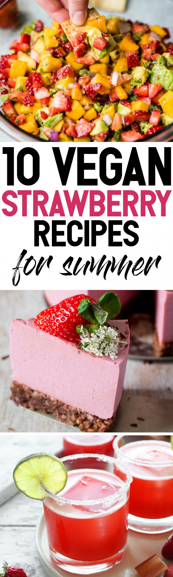 These 10 Vegan Strawberry Recipes will help you put all those delicious summer strawberries to good use! Breakfast to dessert to salad recipes included.