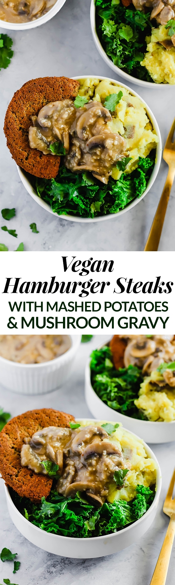 These Vegan Hamburger Steaks make a savory meatless dinner that everyone at the table will love. Serve them with mashed potatoes & mushroom gravy to take them to the next level!