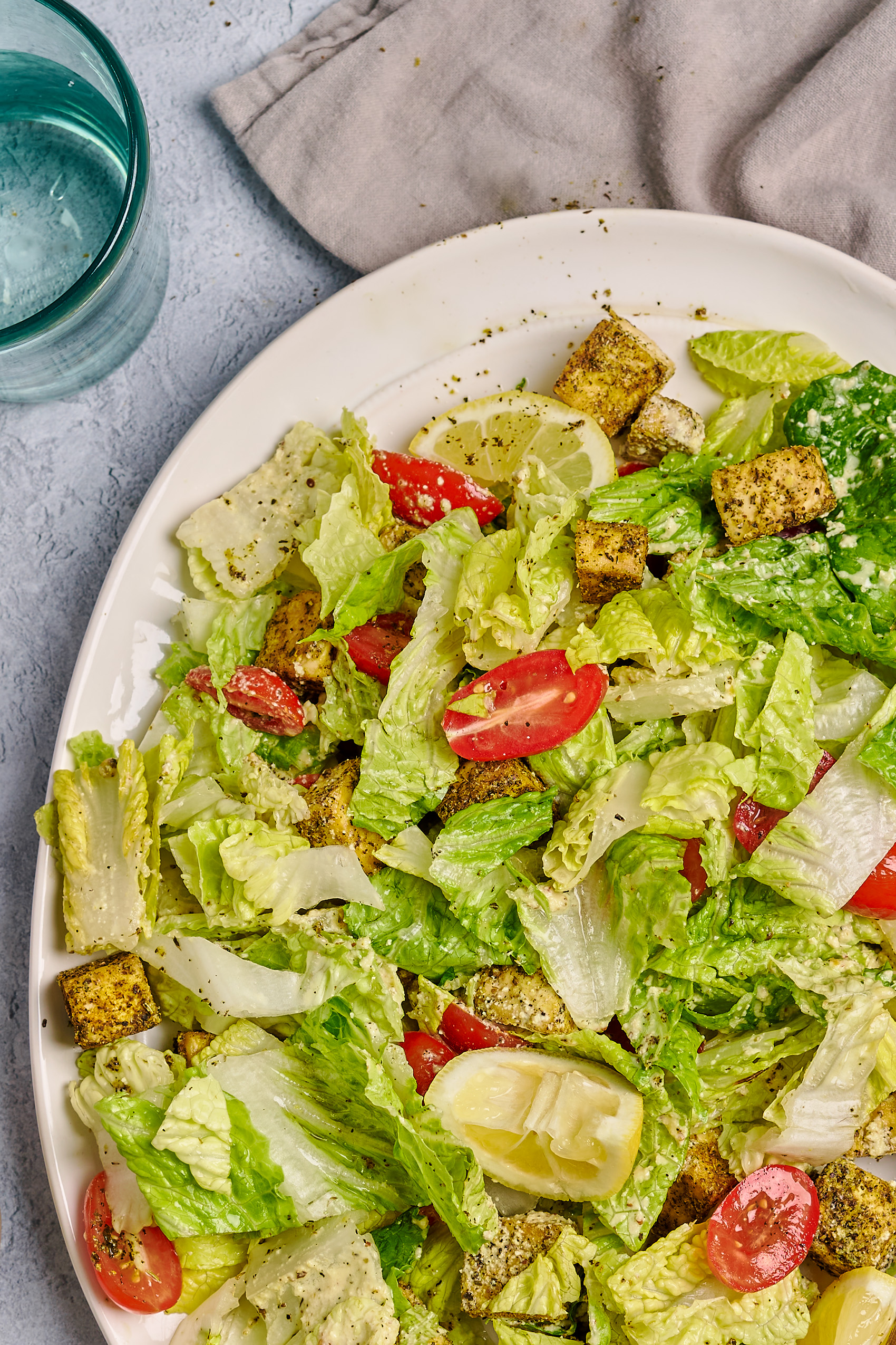 a plate of caesar salad