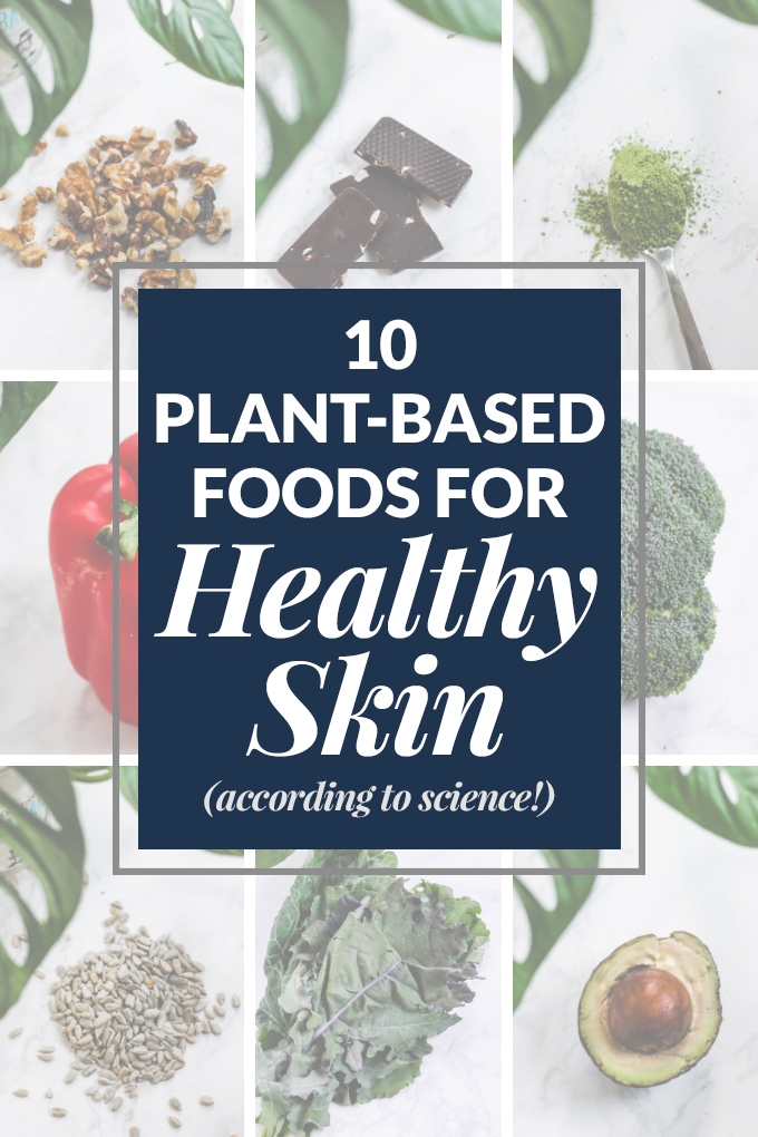 Start incorporating these 10 plant-based foods for healthy skin into your diet for glowing skin and damage-fighting power! Learn about the science behind why the nutrients in these plant foods are so beneficial for our skin.