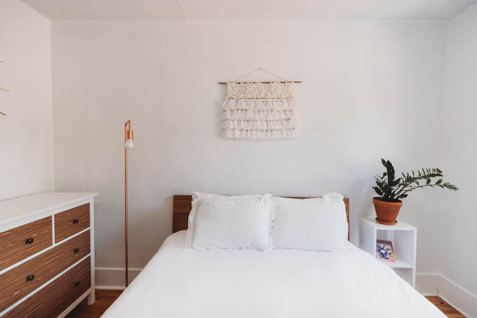 Today I’m starting my apartment makeover reveal with my bedroom! From basic beige to bright and full of plants, this room inspires me when I wake up and go to sleep.
