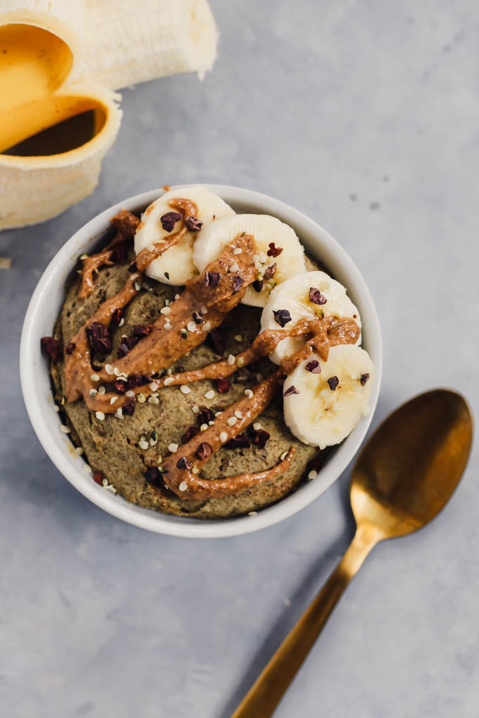 Ready in under 10 minutes, this Microwave Buckwheat Breakfast Cake is a healthy, filling breakfast to make in a hurry. It's vegan, gluten-free, and packed with whole grains!