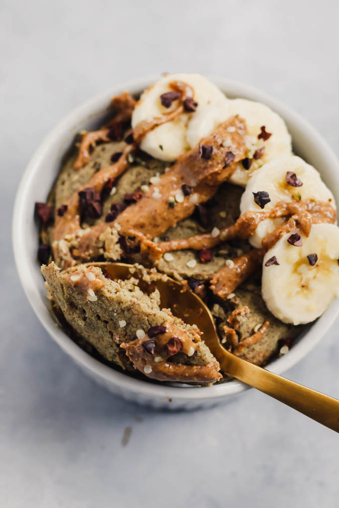 Ready in under 10 minutes, this Microwave Buckwheat Breakfast Cake is a healthy, filling breakfast to make in a hurry. It's vegan, gluten-free, and packed with whole grains!