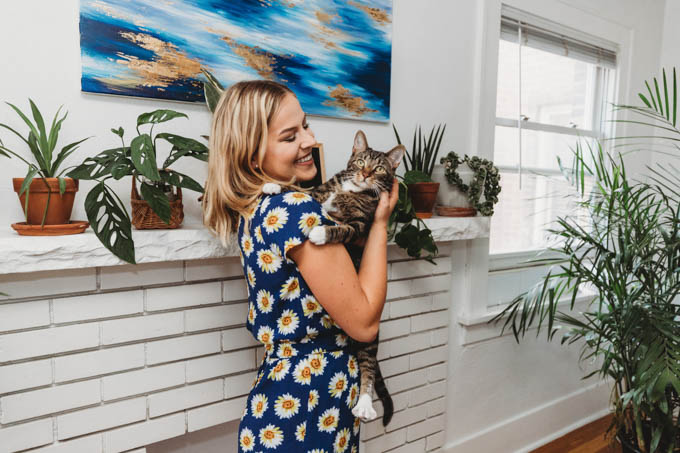 Check out my renter-friendly, affordable apartment makeover—from basic and beige to a bright, boho, modern space full of plants and DIYs! 