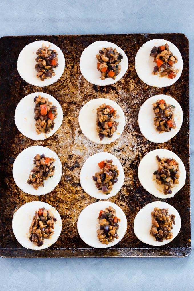 These Sticky Tempeh Potstickers are baked, not fried, and filled with a “meaty” mix of tempeh and vegetables. Serve as an entree or appetizer with soy sauce for dipping! (vegan)