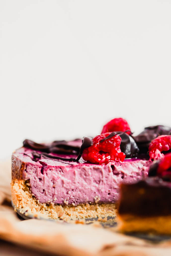 a vegan raspberry cheesecake