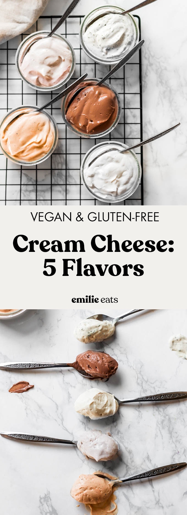 Save some money by making your own vegan cream cheese! Made with tofu and cashews, these cream cheese recipes are wholesome spreads for toast, crackers and more. 5 flavors included in the post!