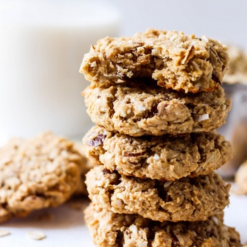 a stack of 5 coconut almond cookies