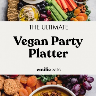This Ultimate Vegan Party Platter is sure to be the life of the party at any gathering! Filled with fruit, vegan chicken nuggets, dips, and more, this party platter will disappear in no time. @morningstarfarms #ad