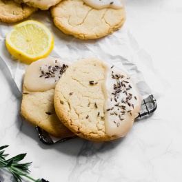 vegan lavender lemon cookies with a lemon glaze