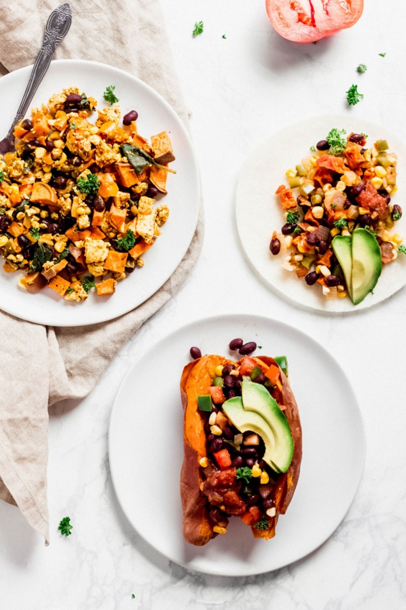 3 Ingredients, 3 Vegan Meal Prep: Sweet Potatoes, Tomatoes, and Black Beans