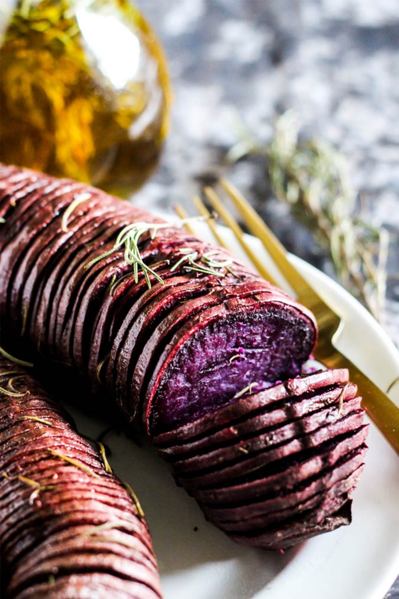 Purple Hasselback Sweet Potatoes