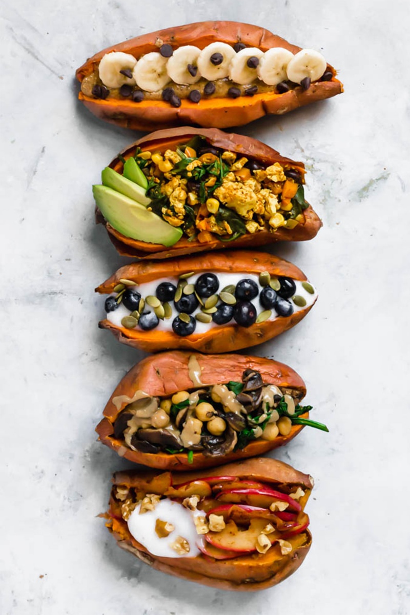 Stuffed Breakfast Sweet Potatoes 5 Ways