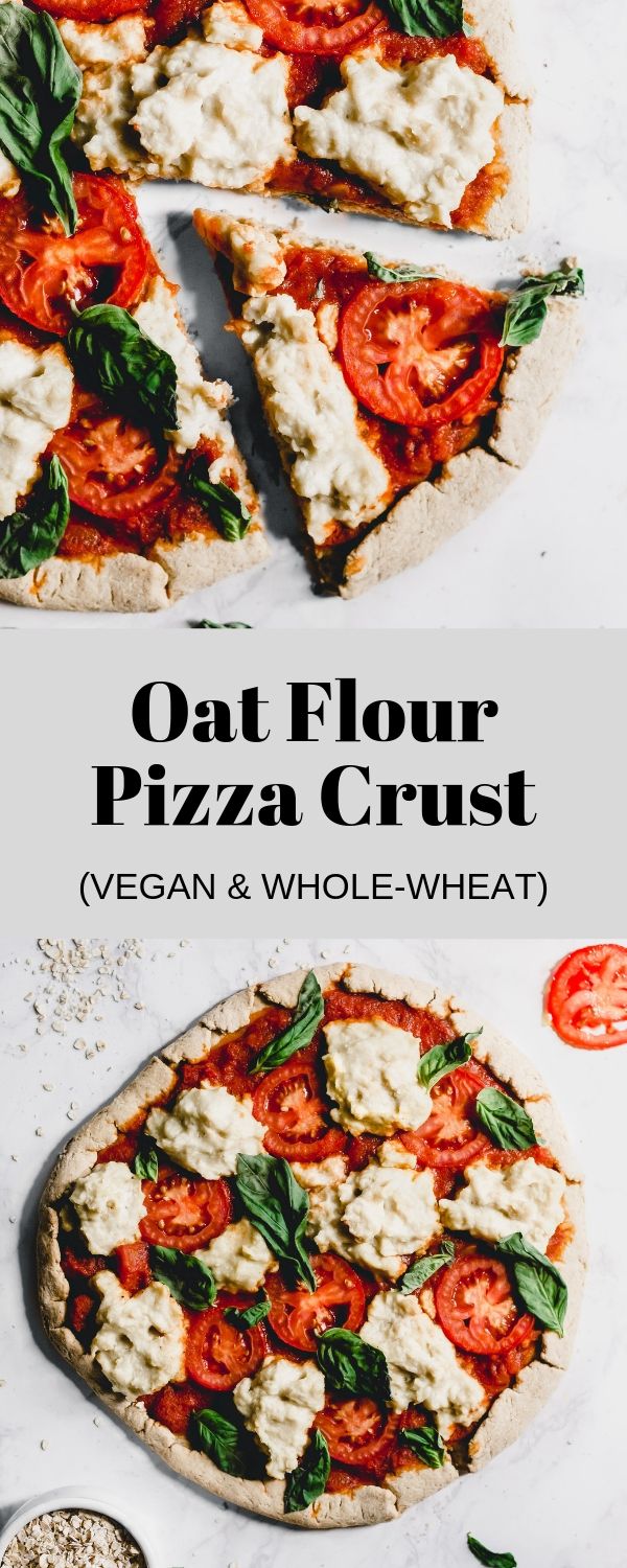 whole wheat pizza crust with tomatoes and basil