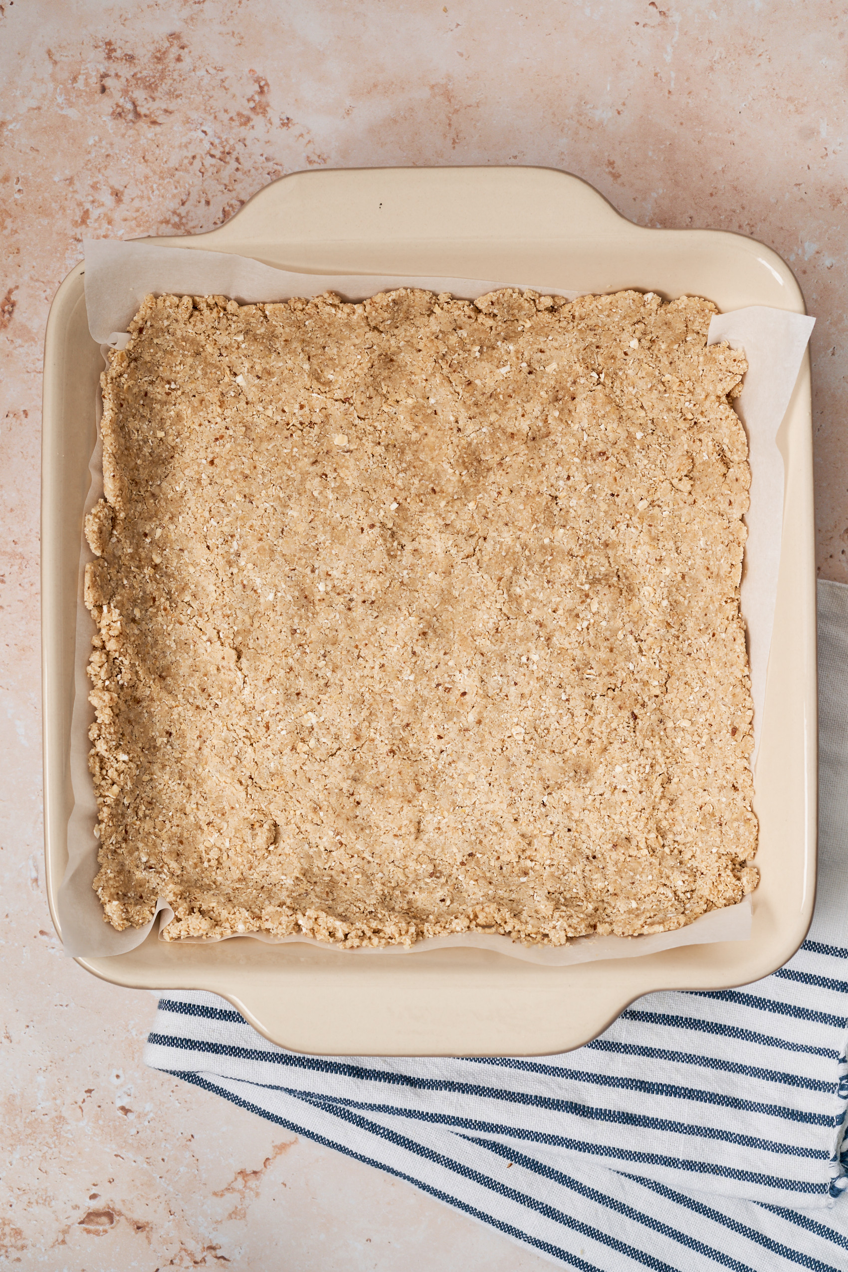 a vegan pie dough that has been pressed into a pie dish