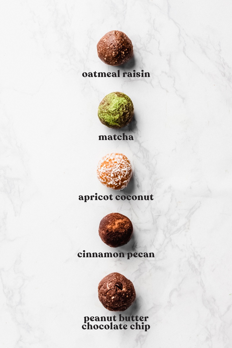 five vegan no bake energy balls