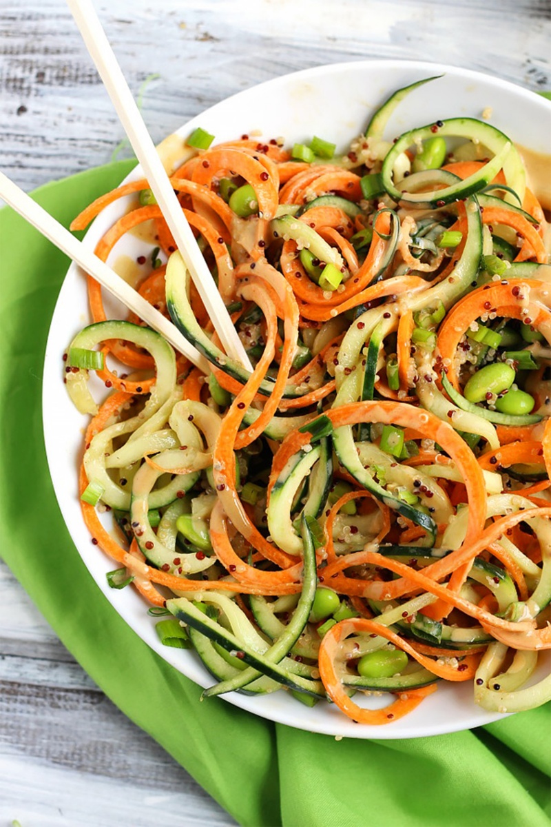 spirals of carrot and zucchini