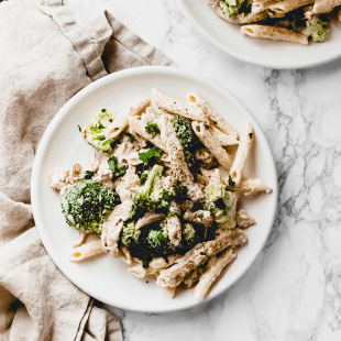 plate of white pasta with cream sauce