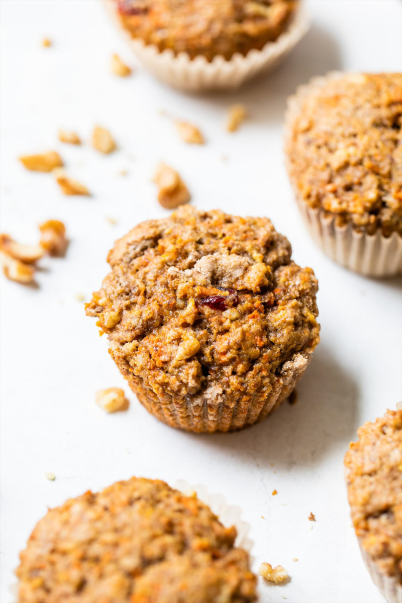 A crumbly morning glory muffin surrounded my extra crumble topping