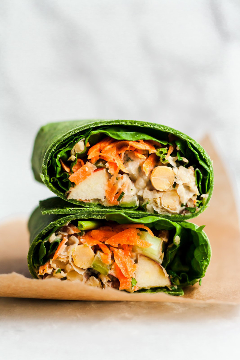 a vegan chicken salad wrap