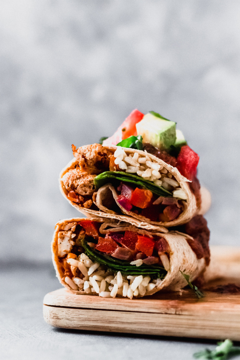 a chipotle tofu burrito