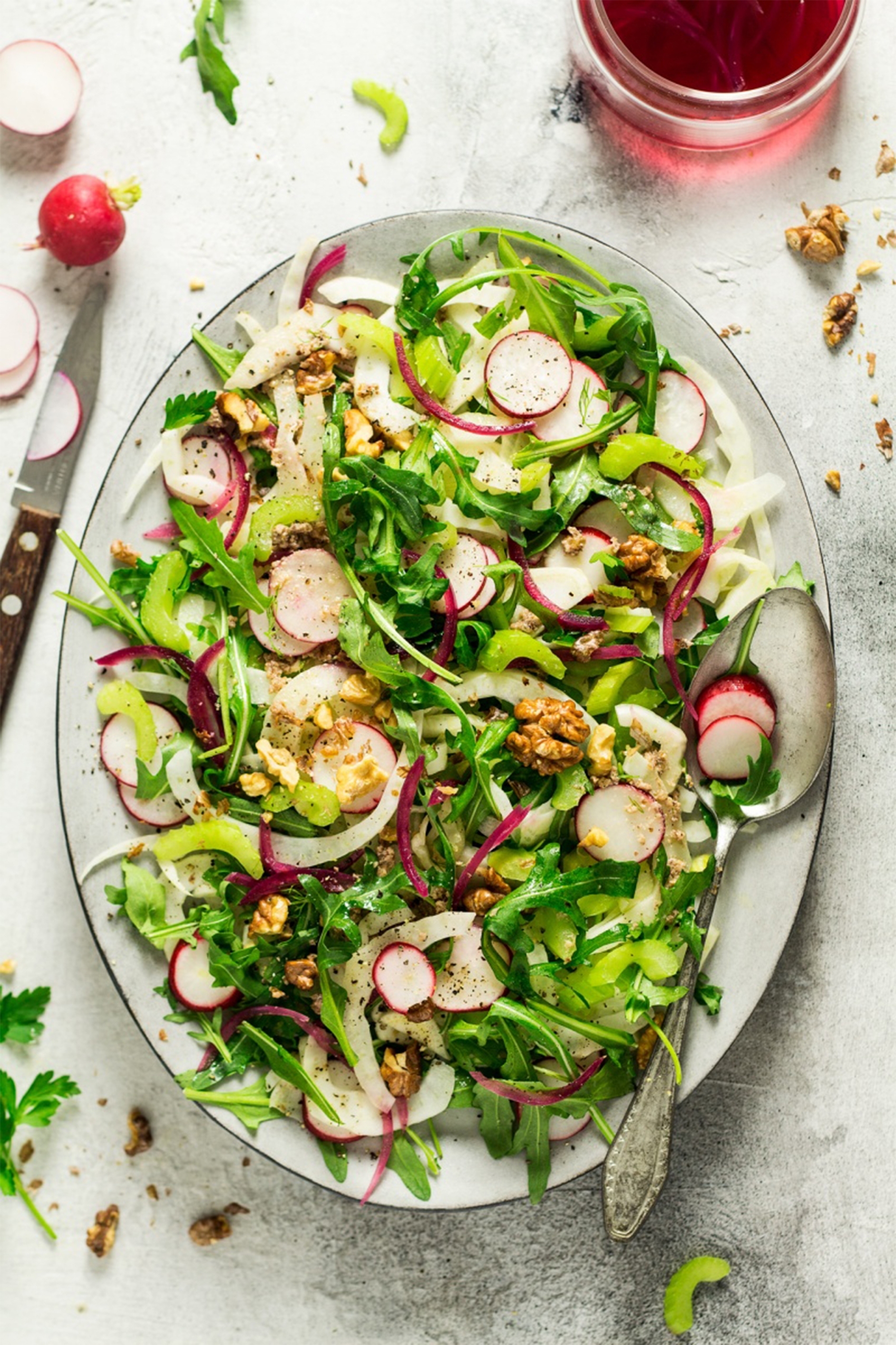 a salad with radishes and fennel