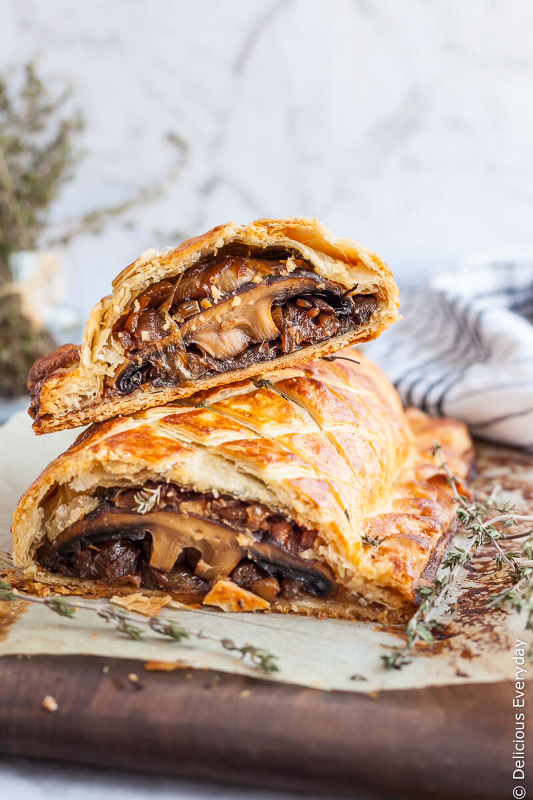puff pastry filled with portobello mushrooms