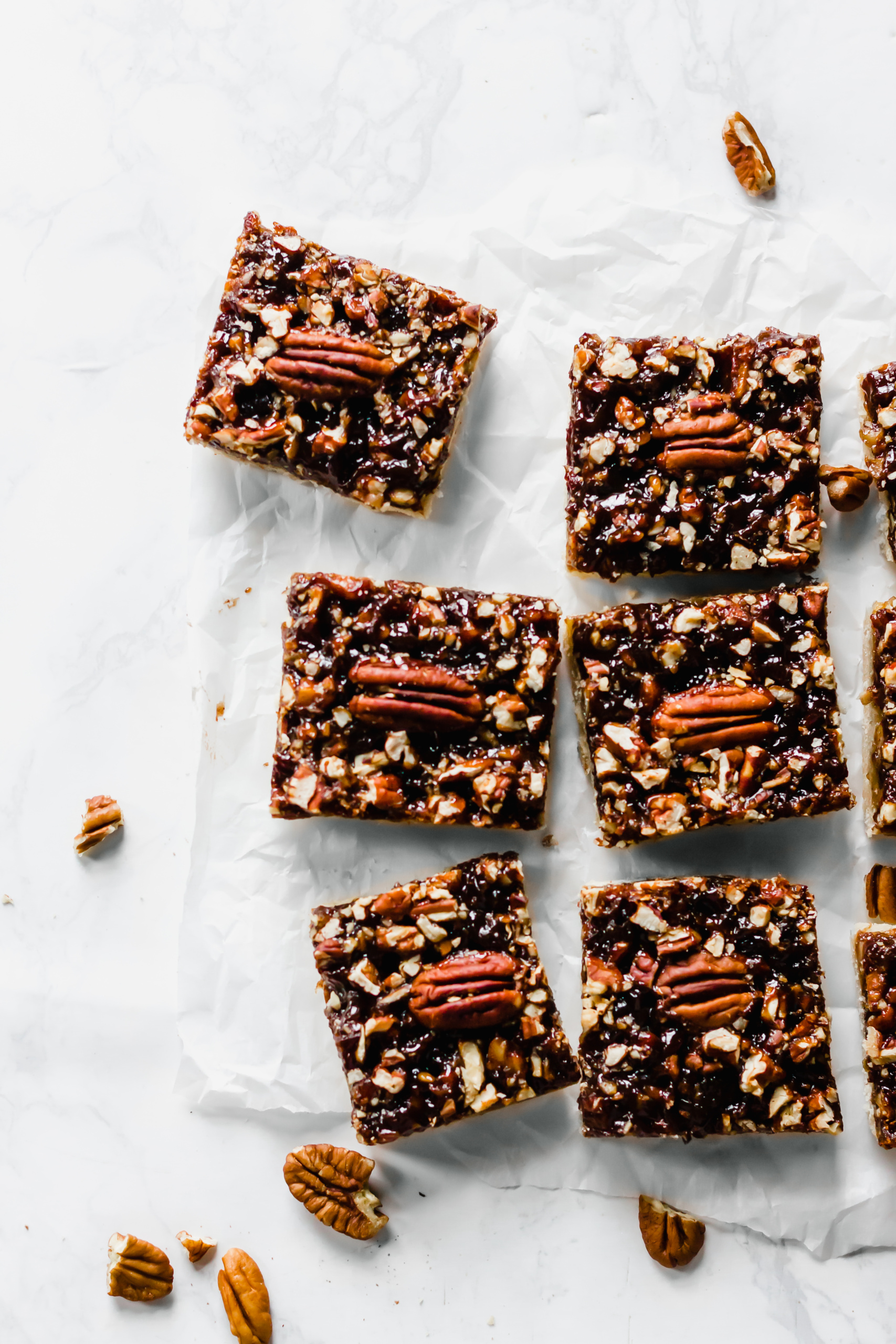 sliced vegan pecan pie bars