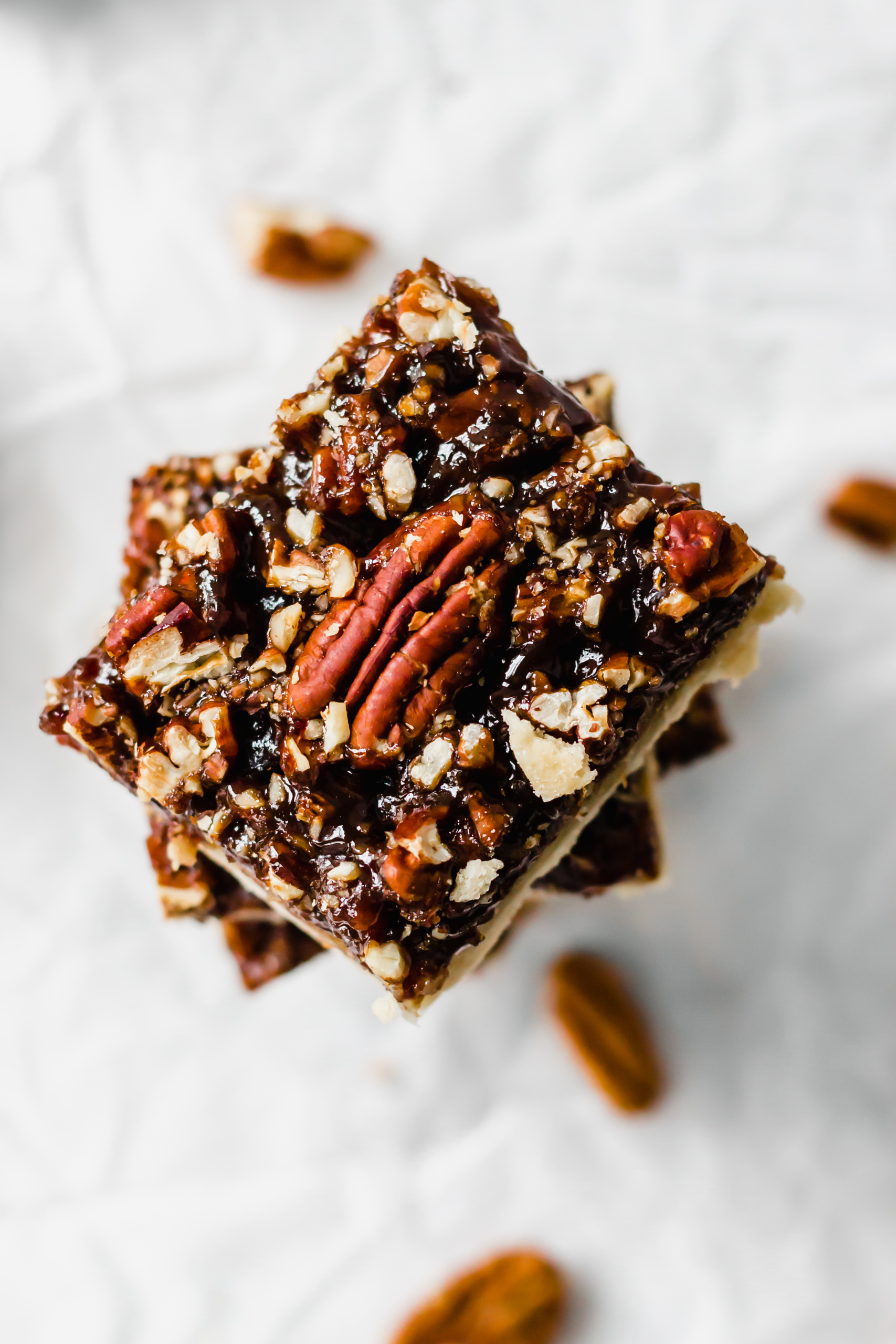 a stack of pecan pie bars