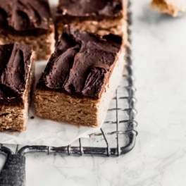 a batch of chocolate peanut butter protein bars