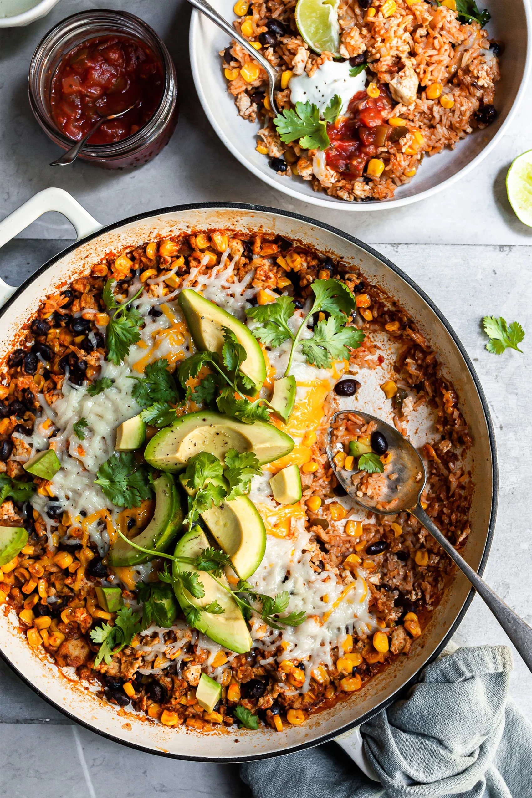 a dish of vegan Mexican inspired casserole