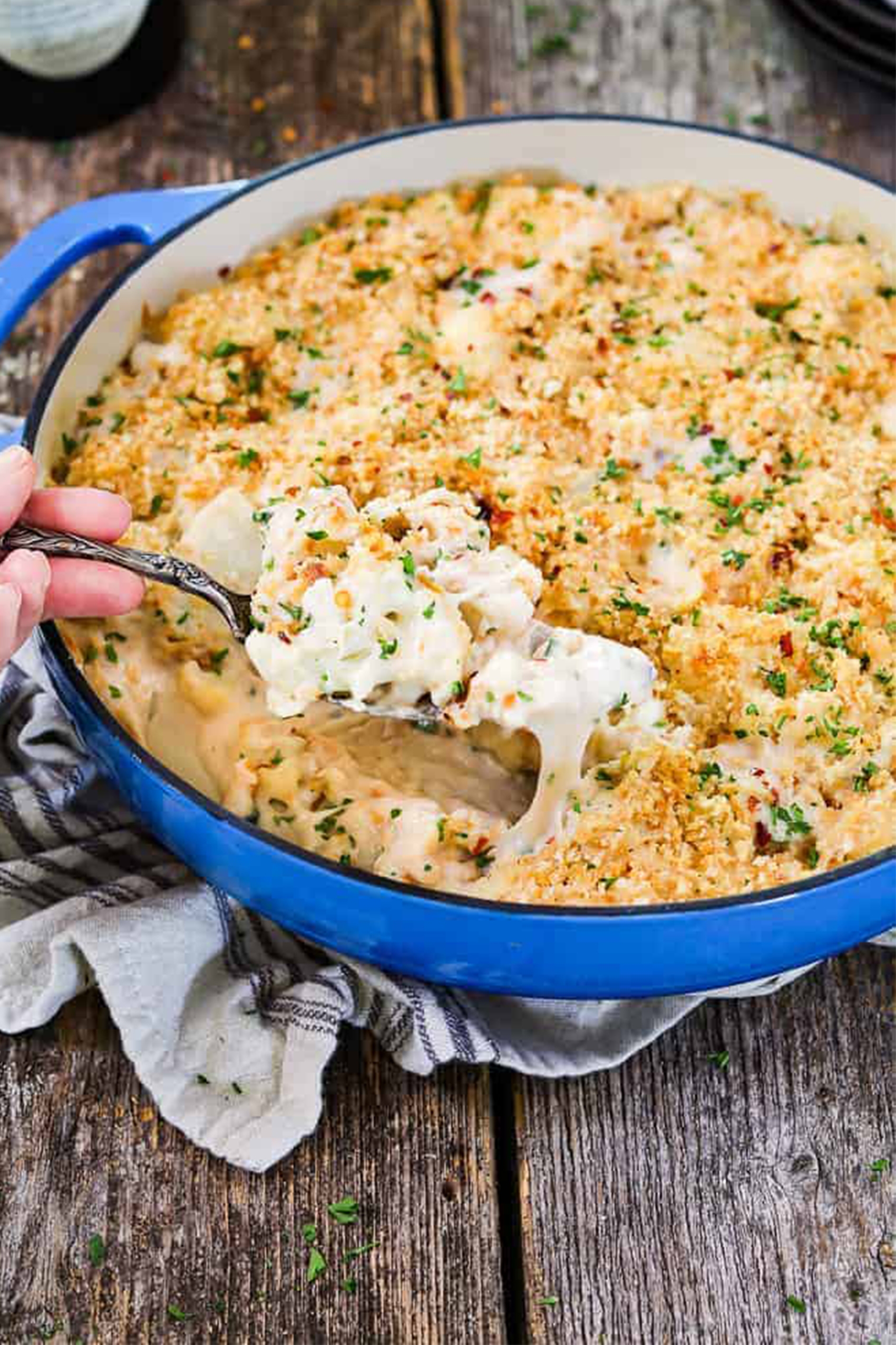 a vegan cheesy cauliflower casserole