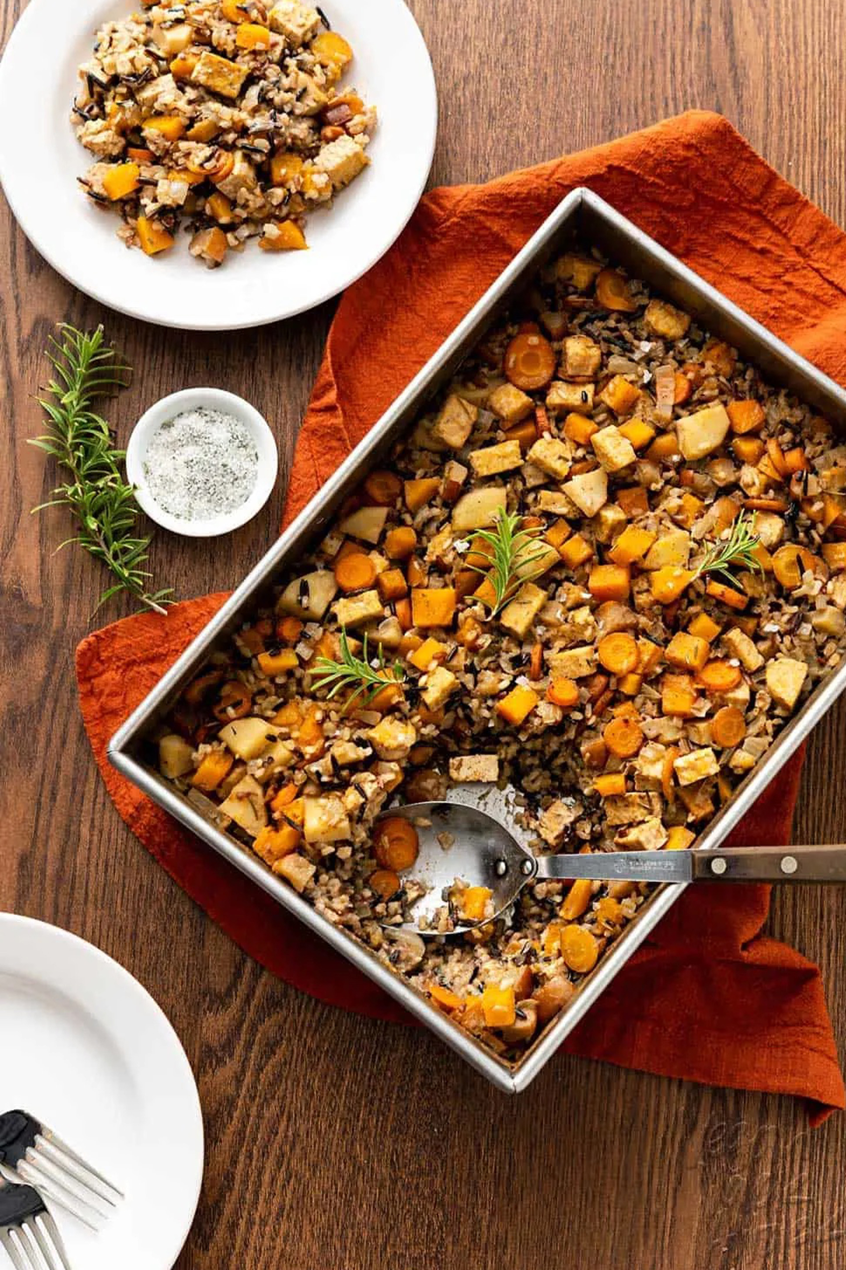 a tempeh and wild rice autumn vegetable casserole