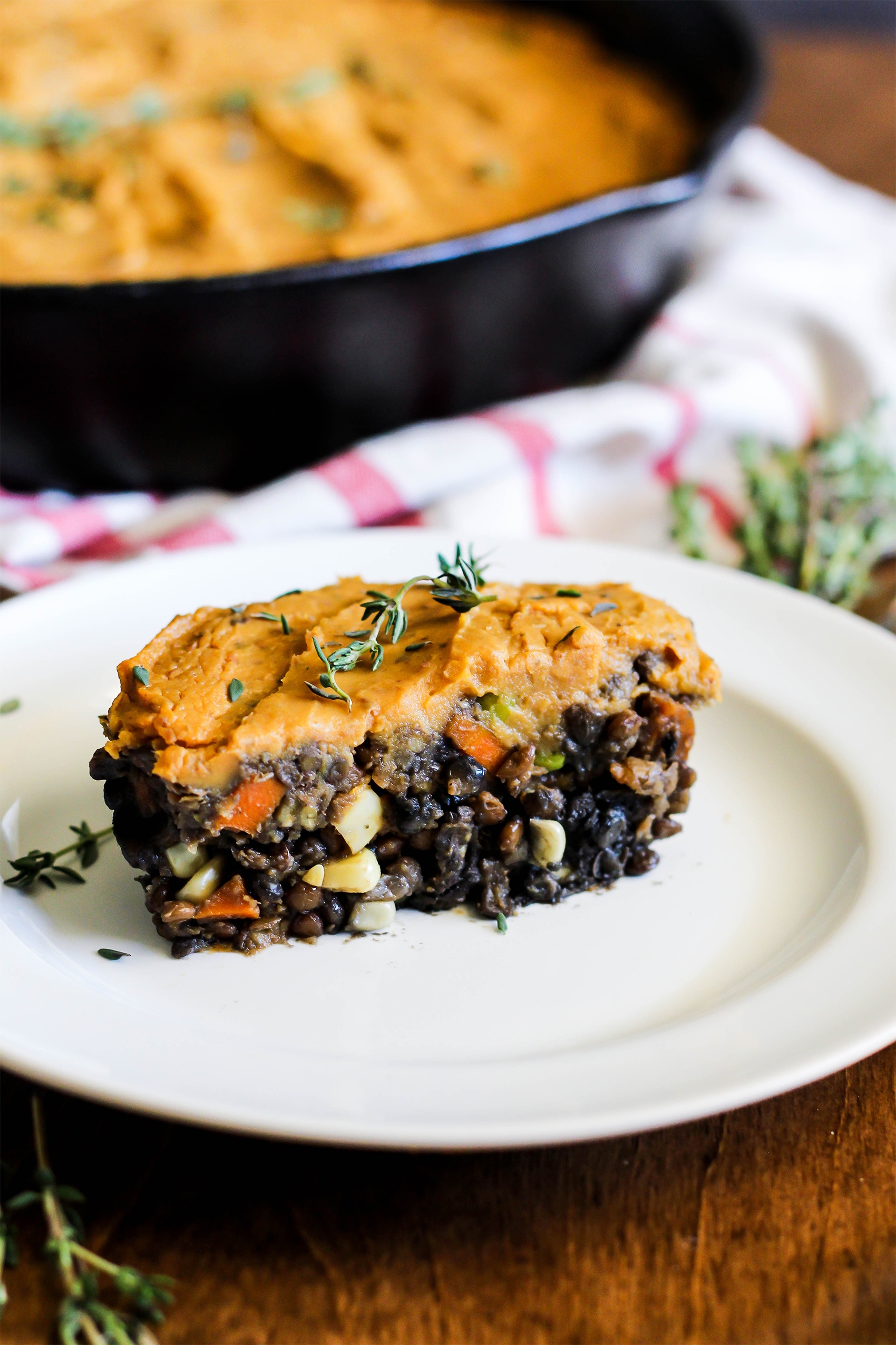 a slice of vegan shepherd's pie