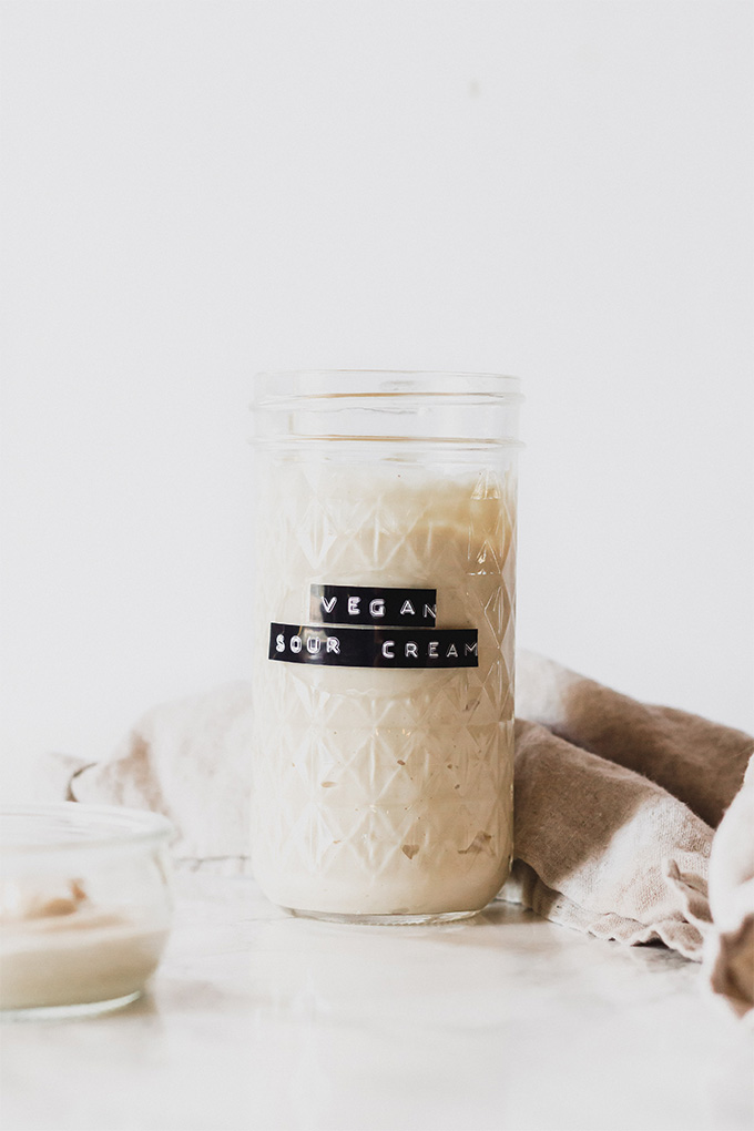 a jar of vegan sour cream