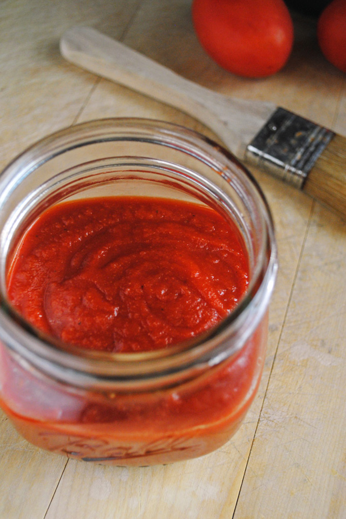 a jar of homemade vegan barbecue sauce