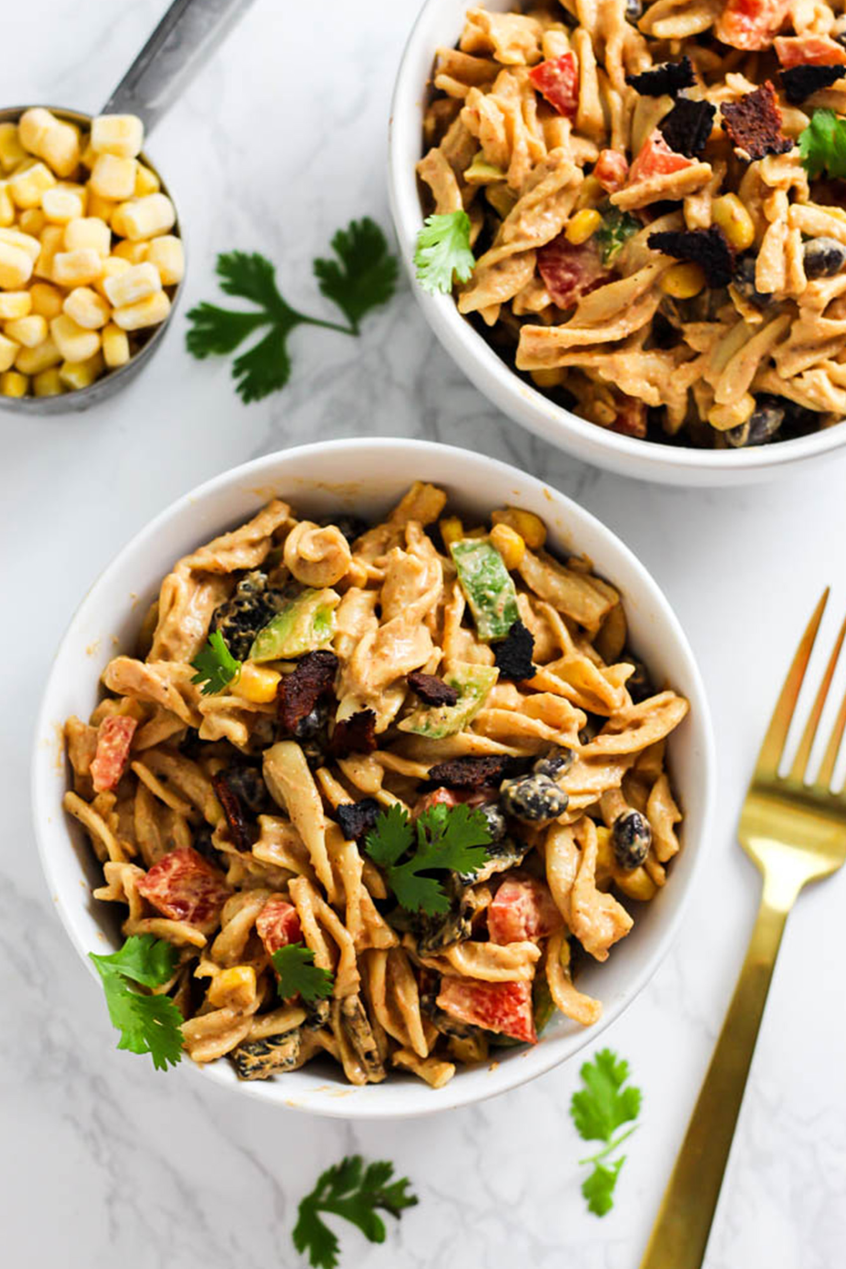 a bowl of southwestern pasta salad