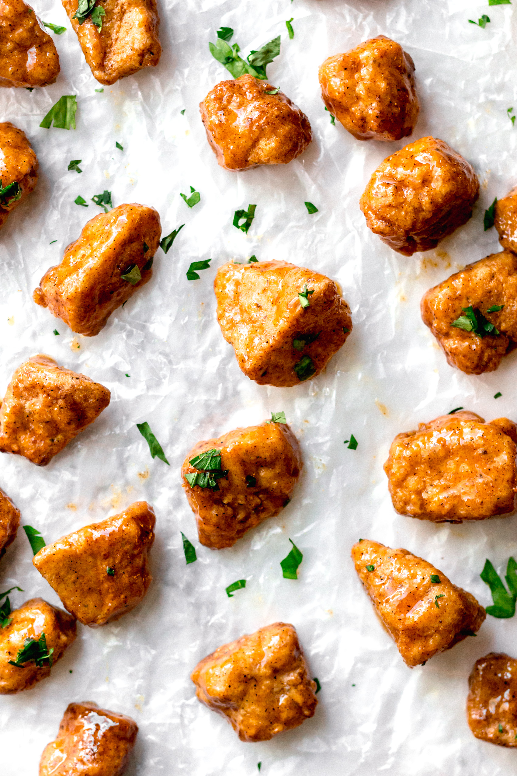 a batch of vegan fried chicken nuggets 